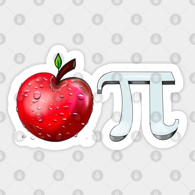 Apple Pi - funny physics mathematics student maths teacher gift humor humour pun. Mathematical constant pi in 3d Sticker by Artonmytee